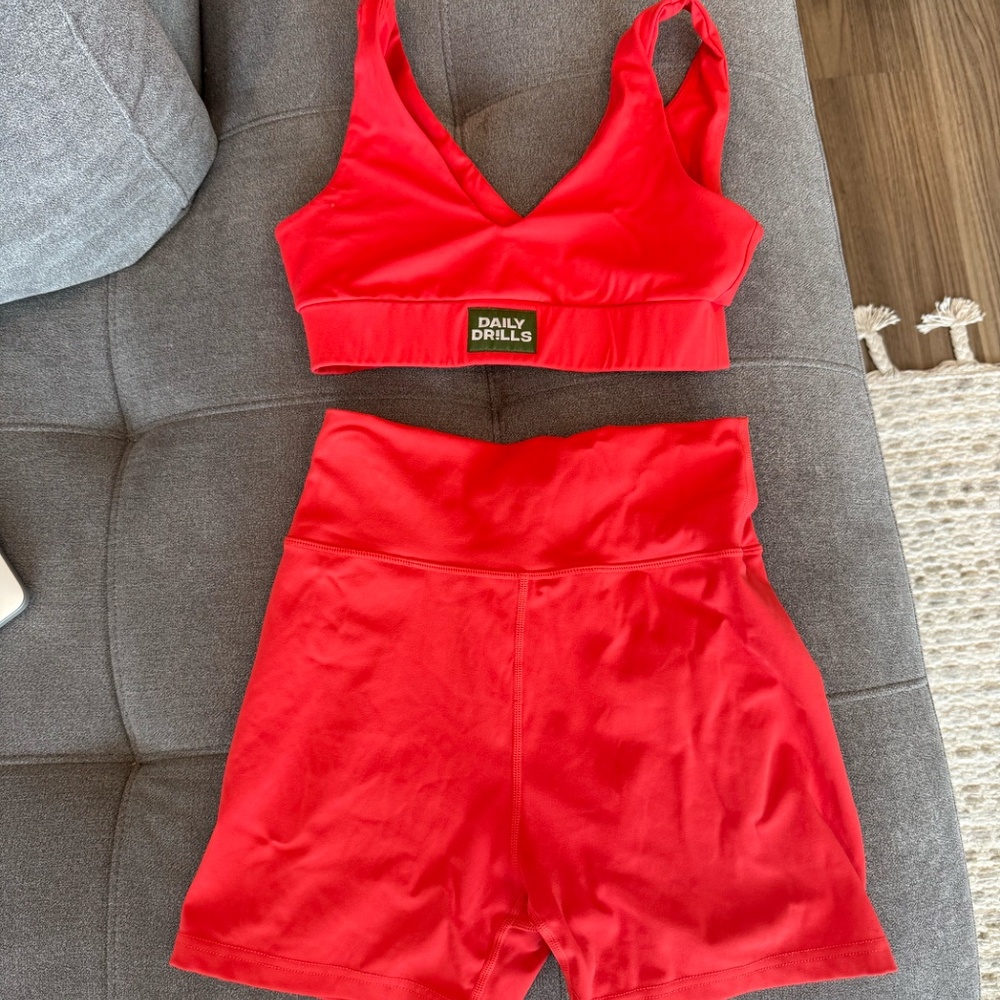 Daily Drills Biker Short & Bra Workout Set